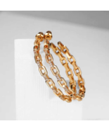 Gold Plated Large Paperclip Chain Link Hoop Earrings  Hip Hop jewelry Fo... - £11.02 GBP