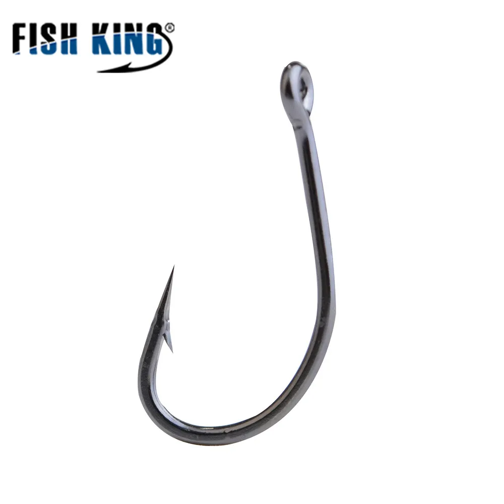 FISH KING 50PCS/LOT Size1#-10# High Carbon Steel Barbed Hook Ringed Bait Holder  - £26.13 GBP