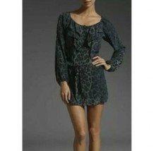 Rebecca Taylor Silk Leopard Tunic Mini Dress in Storm Cat Size 2 Gray Bl... - $15.00