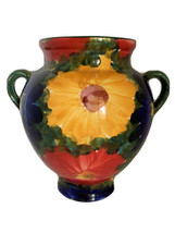 Tuscan Style Floral Ceramic Wall Hanging Vase Sconce 9” Tall Vintage - £30.36 GBP