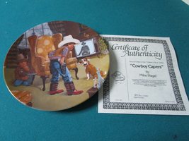 Cowboys Capers by Mike HAGEL Signed Collector Plate Nib Orig - $46.05