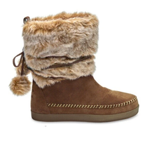 NIB Toms Nepal Women&#39;s Rawhide Suede Boots Faux Hair Fur Sz US 8.5M Dark... - $89.00