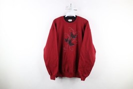 Deadstock Vtg 90s Country Primitive Womens XL Sequin Butterfly Sweatshirt Red - £39.21 GBP