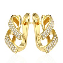 Trendy Stud Earrings for Women CZ Zircon Irregular Metal Clip on Earring New Fas - £6.68 GBP