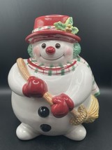 Fitz and Floyd Essentials Snowman Cookie Jar Christmas 620/175 Collectors - $44.53