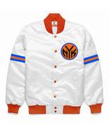 NBA New York Knicks Vintage White Satin College Baseball Bomber Varsity ... - £82.58 GBP