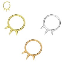 Triple Spikes Hinged 316L Surgical Steel Septum Clicker Hoop Nose Ring 16G - £26.90 GBP