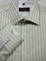 NEW $165 Louis Philippe Luxure Green Stripe Cotton Dress Shirt 16x34 - £41.79 GBP