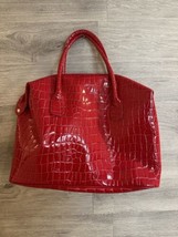 Elizabeth Arden PVC Croc Leather Large Tote Shoulder Bag Red Work School Laptop - £17.57 GBP