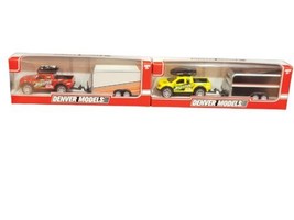 Denver Models Diecast Red &amp; Yellow Pickup Trucks w/ White &amp; Black Camper... - £16.22 GBP