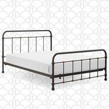 The Elle Decor Renaud Parisian Platform Metal Bed, Queen, Black And Brass, - £417.78 GBP