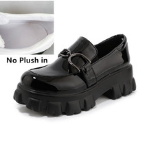 Spring New Slip ons Shallow Shoes Women Metal Chain Buckle Platform Chunky Heels - £58.80 GBP