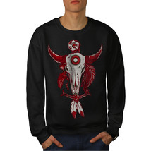 Indian Buffalo Skull Jumper Feather Men Sweatshirt - £15.17 GBP