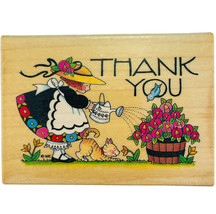 Mary Engelbreit Watering The Roses Thank You Rubber Stamp All Night Medi... - $8.77