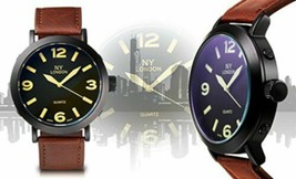 NEW NY London 4776 Men&#39;s Archetype Collection Casual Leather Band Shiny Watch - £15.78 GBP