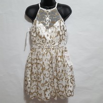 B Darlin Womens Juniors Dress 11 12 Formal White Gold Silver Sequins Hal... - £29.04 GBP