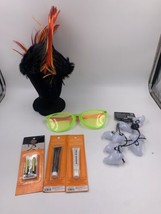 Halloween Costume Mixed Lot Mohawk Wig,Clown Glasses, Makeup &amp; Light Up Necklace - £8.17 GBP