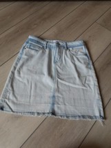 Women&#39;s Loft Denim Skirt, Size XS, Light Blue, Frayed Hem, Knee Length - £9.73 GBP