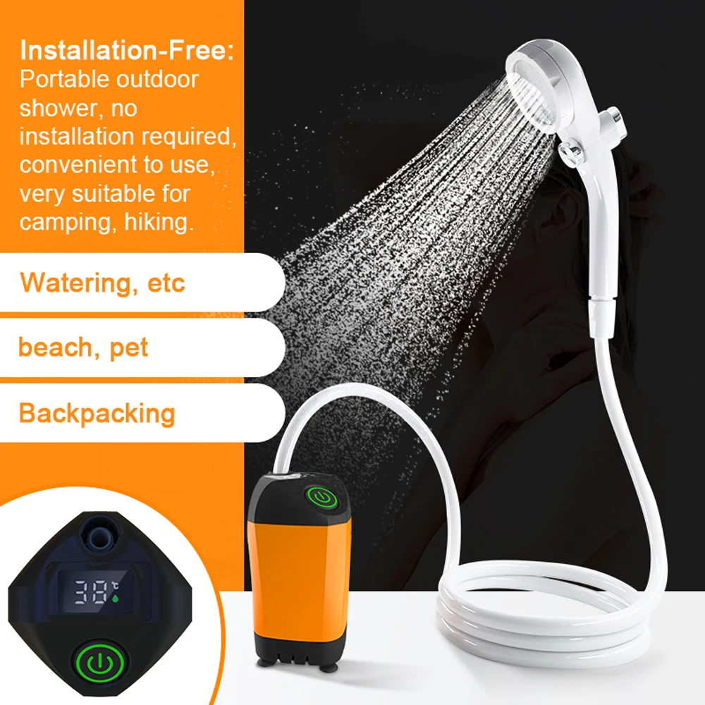 Portable Camping Shower Outdoor Camping Shower Pump Rechargeable Shower Head - £27.26 GBP+