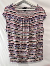 Ann Taylor Multicolor Knit Blouse Top Career Casual Sleeveless L - £17.33 GBP