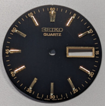 NOS SEIKO 7N43-814M R 2 Watch Dial - Black with Gold Tone Accents - Day/Date @ 3 - £21.13 GBP