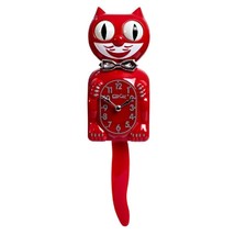 RETRO RED AND CHROME KIT CAT CLOCK -Full Size - 15.5&quot;- MADE IN THE USA K... - $74.95