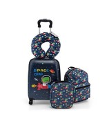 5 Piece Kids Luggage Set with Backpack Neck Pillow Name Tag Lunch Bag-Da... - $2,371.37 MXN