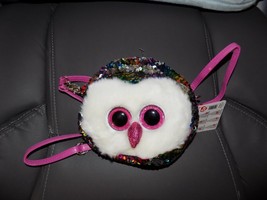 TY Flippables Sequin Plush Purse Owen Owl 6 Ways To Wear NEW - £15.49 GBP