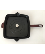 Staub Grill Pan Cast Iron W/ Press RED Enamel Frying Pan Square 12&quot; - $292.05