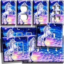 White Unicorn Moon Castle Clouds Stars Light Switch Outlet Wall Plates Art Decor - £14.14 GBP+