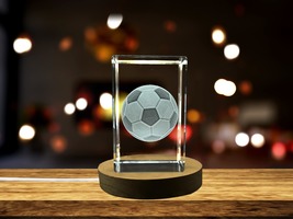LED Base included | Soccer-Ball-Art | 3d-Engraved-Crystal-Keepsake | Gift/Decor - £31.33 GBP+