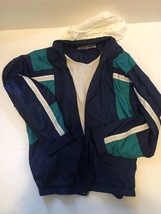 Macgregor Windbreaker Nylon Jacket With Hood Size L 90s Vtg Blue - £31.20 GBP