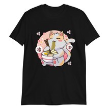 Ramen Cat Kawaii Anime Cat Shirt, Japanese Noodle Funny Anime T-Shirt Black - £13.55 GBP+