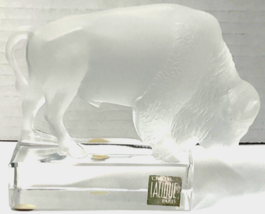 Lalique Buffalo Vintage France Frosted Crystal Bison Paperweight Figurine Signed - £111.28 GBP