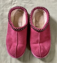 Womens Ugg Shoes Slippers Dark Pink Plush Fur Suede Good Shape Sz. 5 - £15.81 GBP