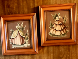 Pair Of Vintage Victorian Ladies Pictures In Matted Wood Frames Turner Each 8x9 - £26.27 GBP