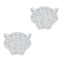 Rotondo Brillante Diamanti Finti Panther Orecchini a Lobo 14K White Placcato Oro - £180.15 GBP