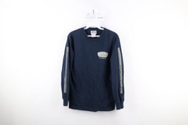 Vintage Ron Jon Surf Shop Mens Small Thrashed Spell Out Long Sleeve T-Shirt Blue - £27.22 GBP