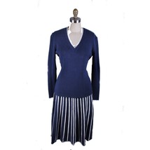 Goldworm Vintage 2PC Skirt Suit Sweater Suit 1970s Blue White Italy Wome... - $310.96