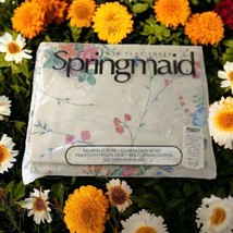 Springmaid Twin Flat Sheet Floral Vintage 80s Heritage Stencil USA Cotton Blend  - £17.83 GBP