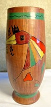 Mexican Style Clay Pottery Vase Stylized Bird Southwest Italy 7 1/2&quot; Tall Aztec - £19.74 GBP