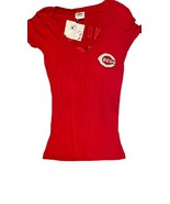 Majestic MLB Cincinnati Reds #19 Women&#39;s V Neck T-Shirt Size Small - £11.67 GBP