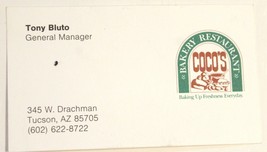 Coco&#39;s Bakery restaurant Vintage Business Card Tucson Arizonabc4 - £3.81 GBP