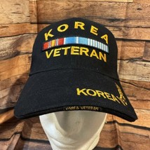 Korea Veteran Hat Black Hook &amp; Loop Adjustable Cap Military Embroidered - £11.47 GBP