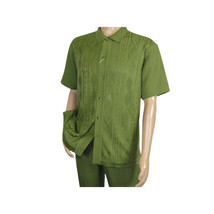 Men Silversilk 2pc walking leisure Matching Suit Italian woven knits 51016 Green image 3
