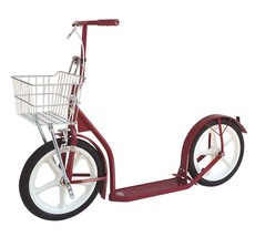 16&quot; AMISH KICK SCOOTER ~ RED Foot Bike w/ Basket &amp; Brakes MADE in the USA - £258.67 GBP