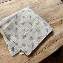 Vintage 40s Floral PRAIRIE CALICO Tiny Purple Bouqs Handkerchief - $282.33 MXN