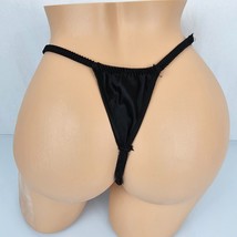 Vintage MGT Industries Black Satin String Bikini Thong Panties Silky Pan... - $33.66