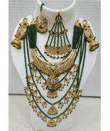 Gold Plated Full Bridal Set Crystals Traditional Style Jewellery Kundan ... - €44,44 EUR