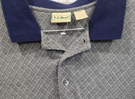L.L Bean Polo Shirt Blue Geometric Men Size XL Tall Ribbed Arm Hems Blue... - $25.94 CAD